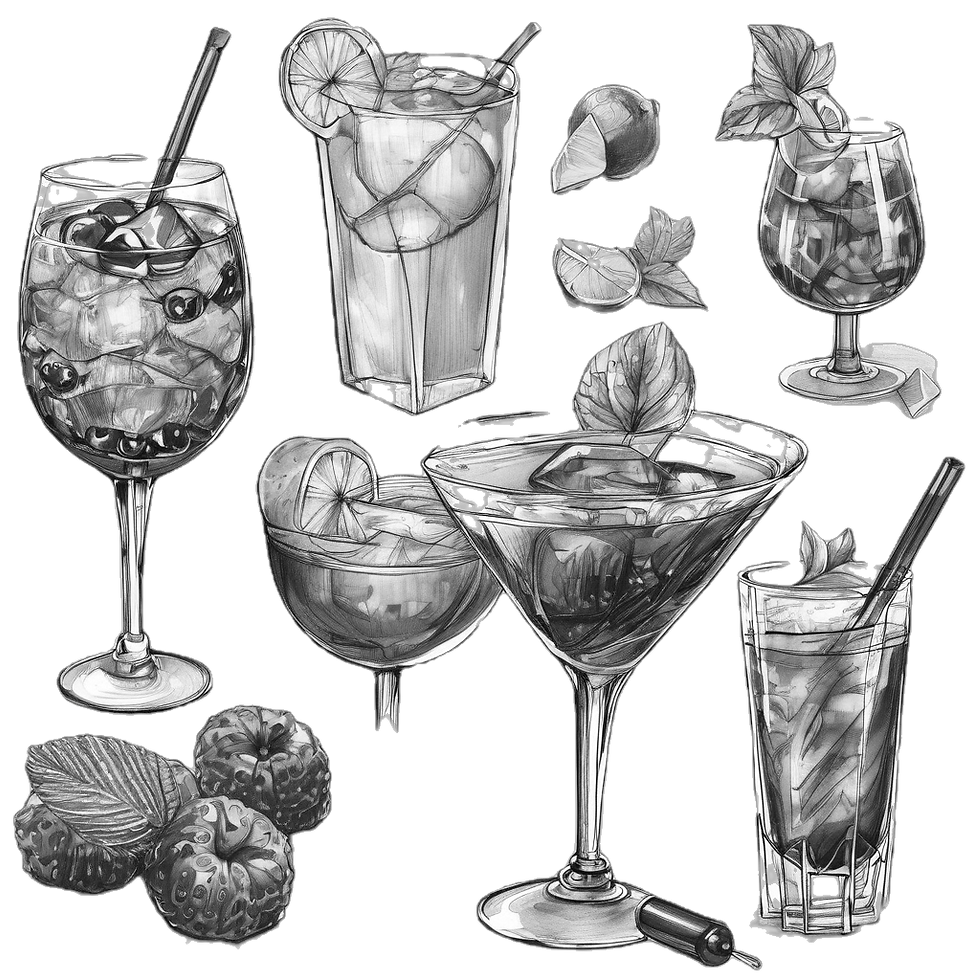 Draw with a paper pen a cocktail high quality.png
