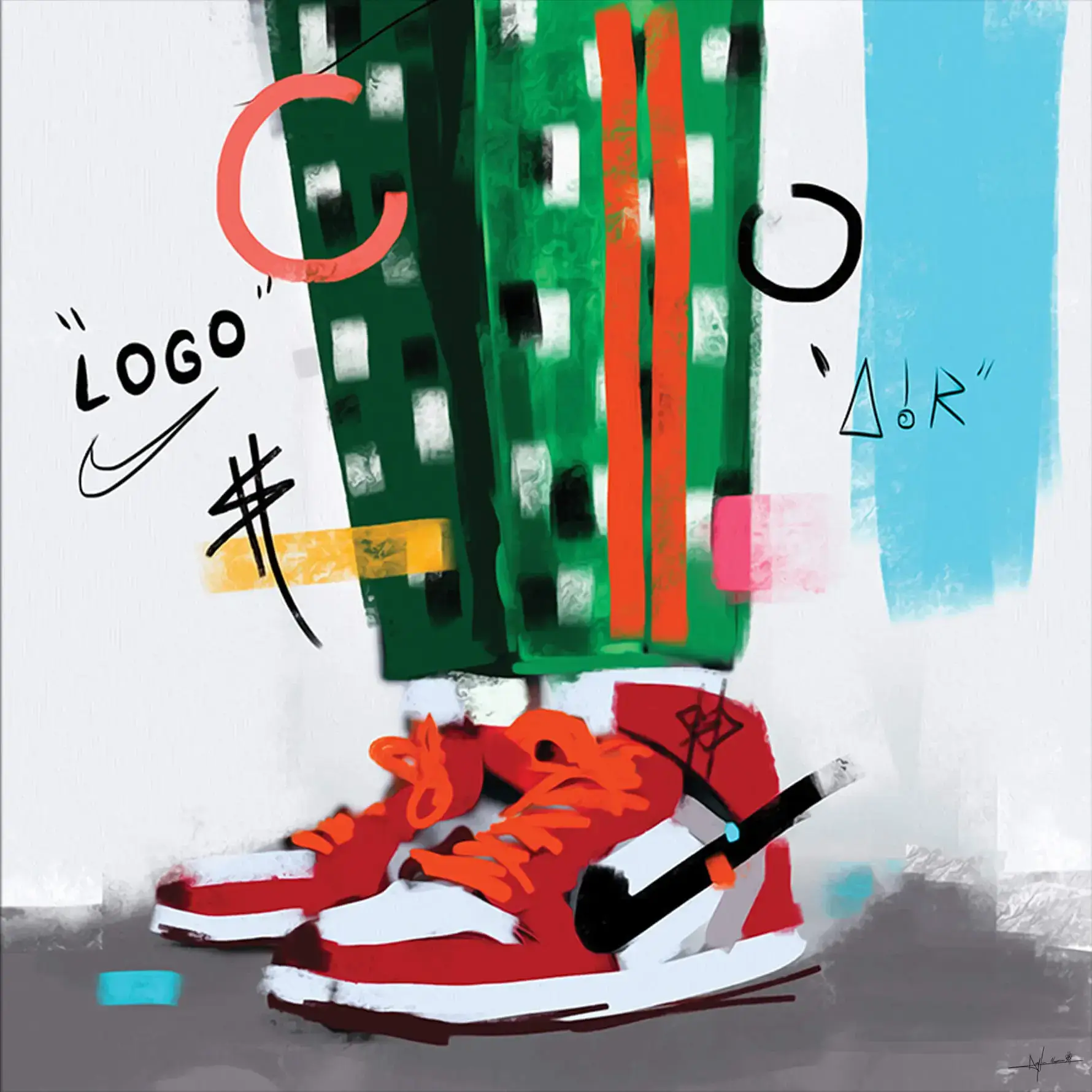 Logo Street (2) Nike Air Jordans Pop Art by Nuwarhol