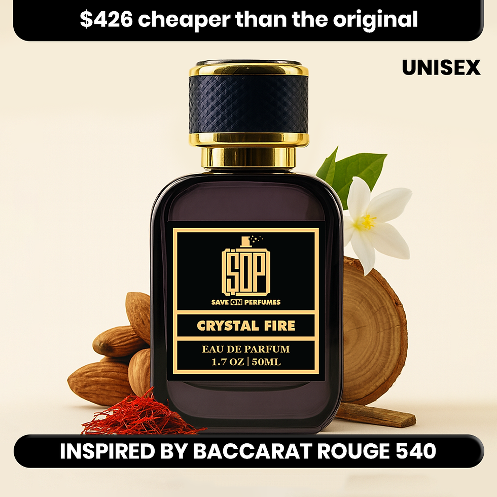 Crystal Fire unisex perfume by Save On Perfumes, long lasting amber saffron fragrance inspired by Baccarat Rouge 540.