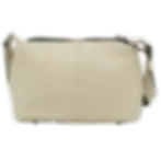 Beige genuine leather crossbody bag Seville front view, handcrafted women’s shoulder purse with elegant design