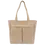 Thumbnail: Beige vegan leather tote bag Mila, handmade work and college tote with deep front pockets