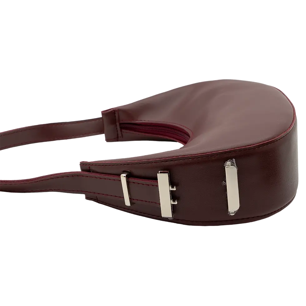 Thumbnail: Vegan leather hobo bag adjustable side strap detail