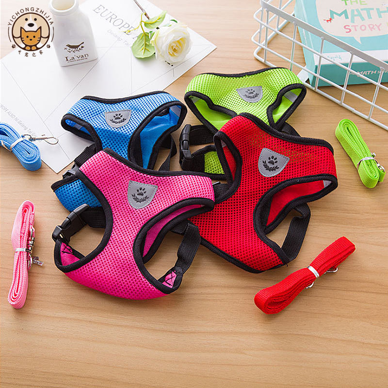 Adjustable No-Pull Dog Harness Vest with Soft Mesh Leash Set for Small & Medium