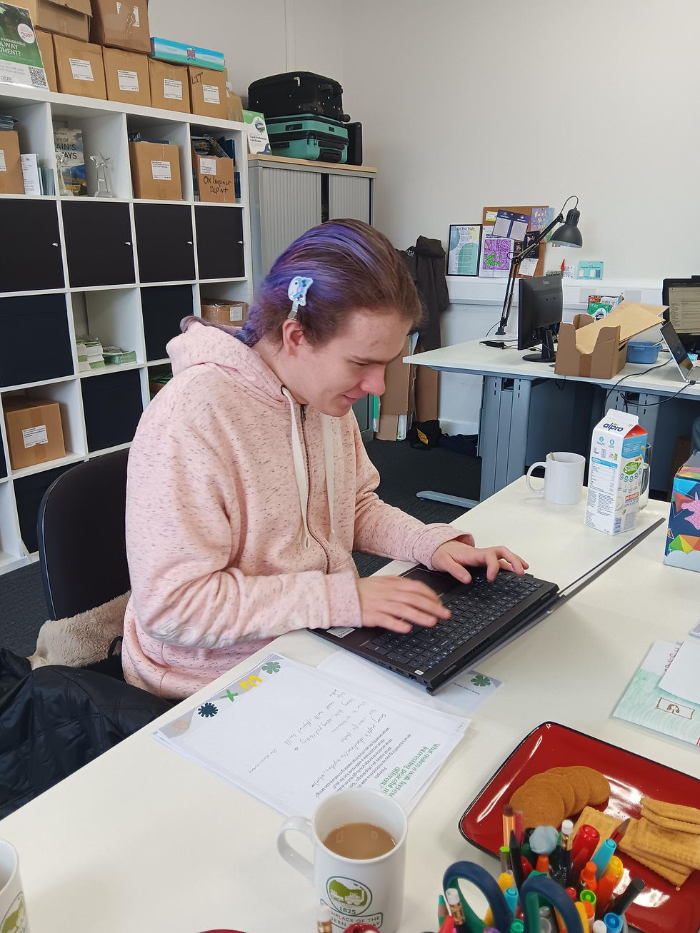 Anna immerses herself in skill development at the office, readying herself for paid employment.