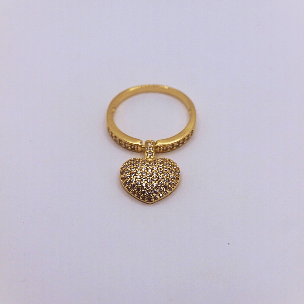 Miniatura: Anel Coração Pendurado Cravejado Com Zircônias Banhado a Ouro 18K