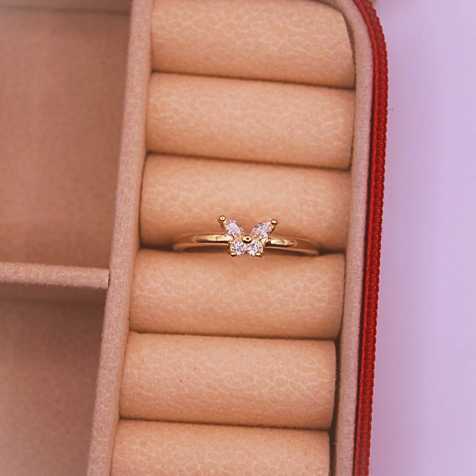 Miniatura: Anel Borboleta Cravejado Com Zircônia Banhado a Ouro 18K