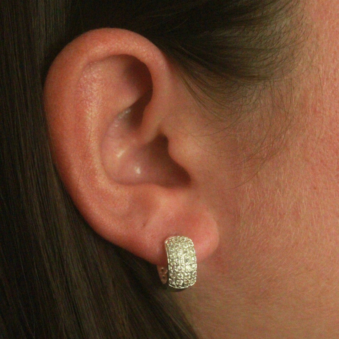 Argola Cravejada com Zircônias Banhada a Prata 950