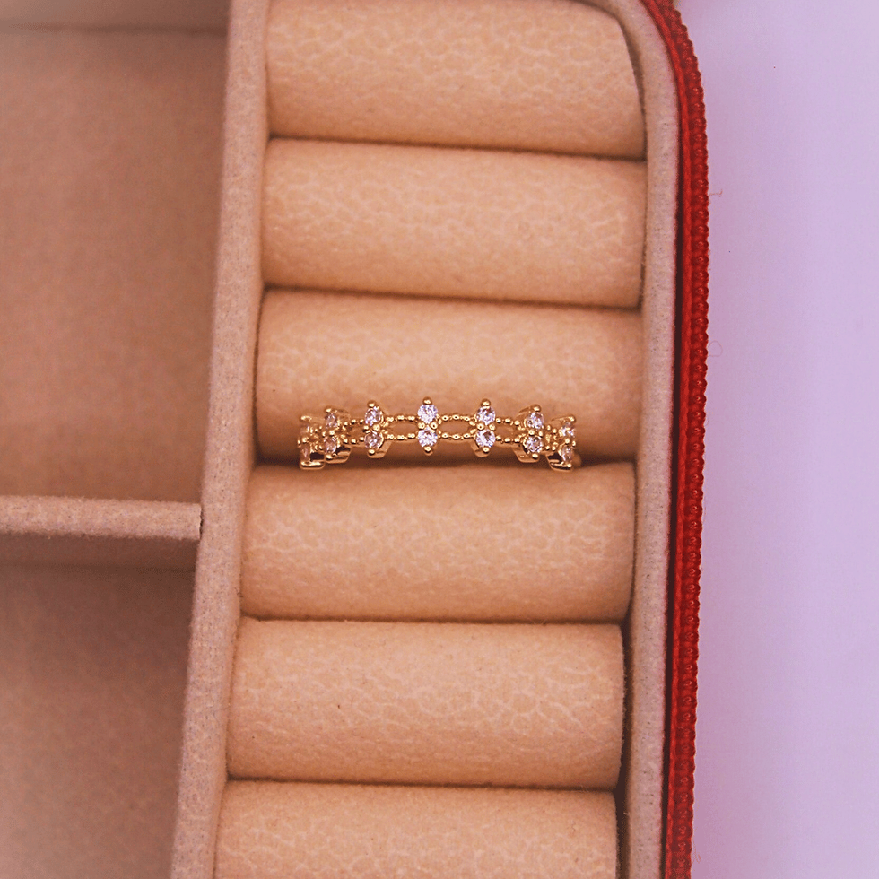 Miniatura: Anel Filete Cravejado Com Zircônias Banhado a Ouro 18K