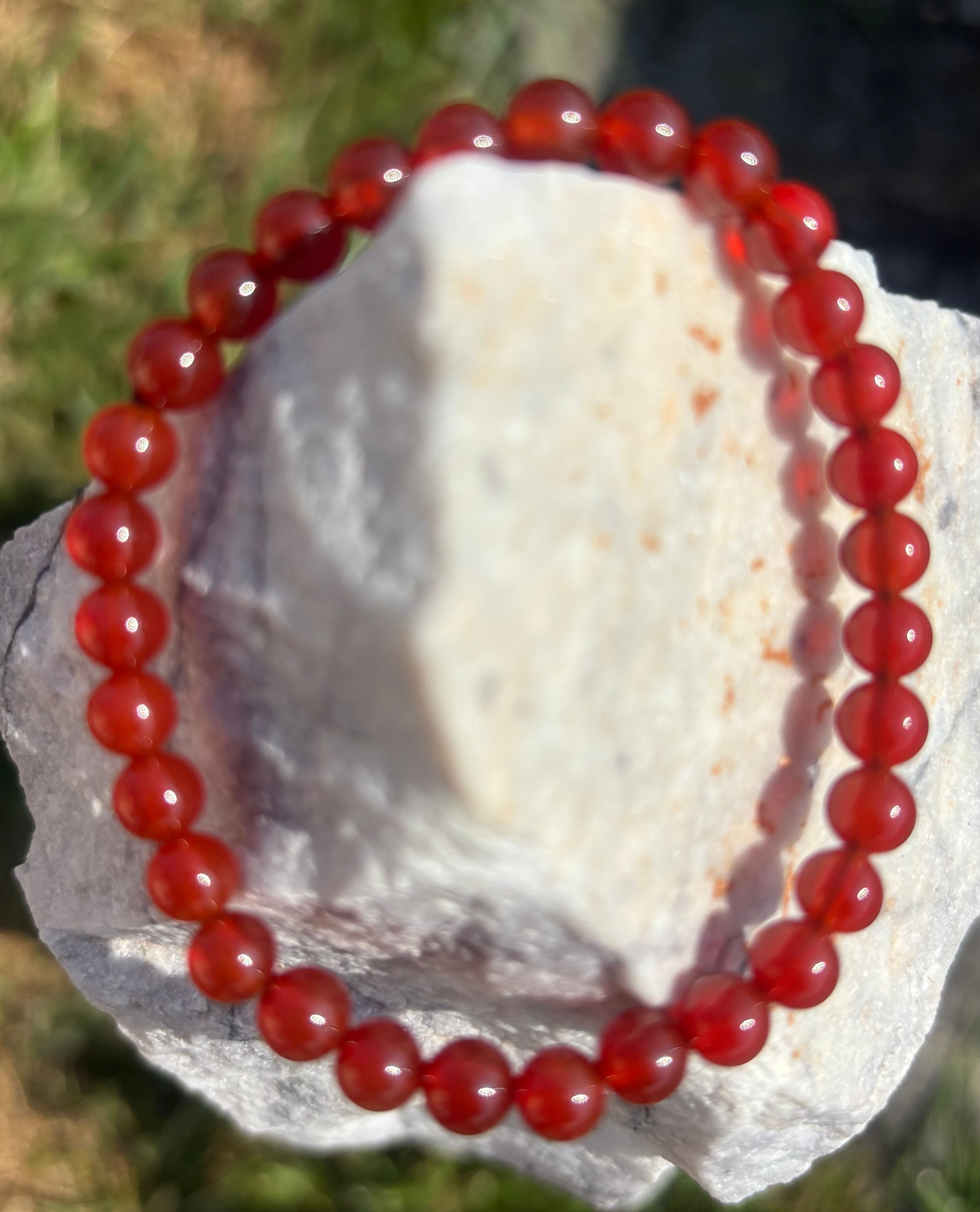 Bracelet de cornaline, pierres 6mm, taille standard femme