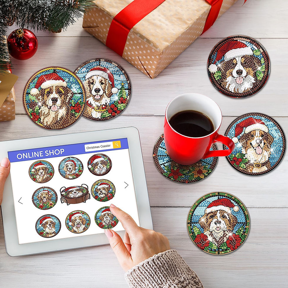 Miniatura: 8Pcs DIY Diamond Painting Christmas Coaster