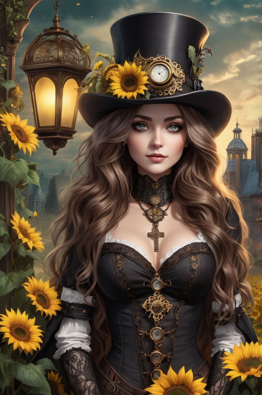 Thumbnail: 50x70cm Steampunk & Sunflowers