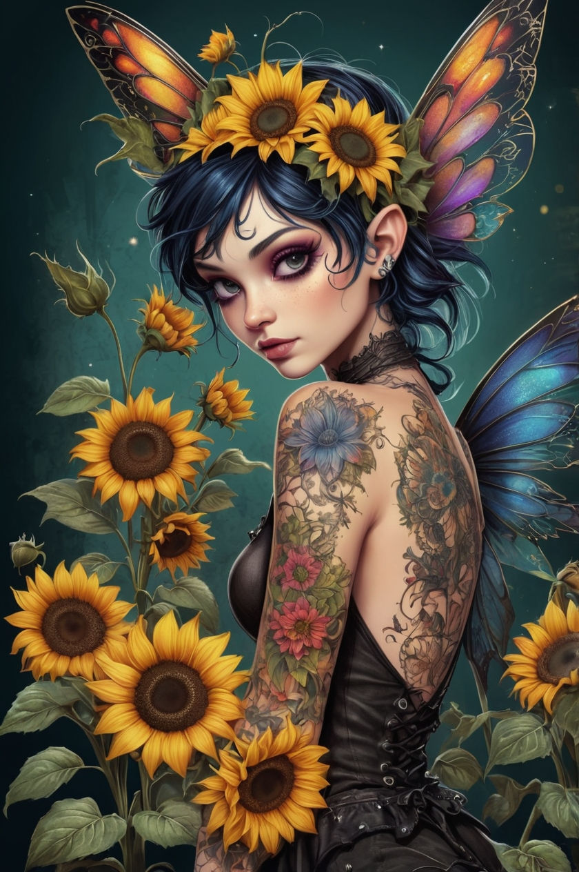 Miniatura: 50x70cm pixies and flowers
