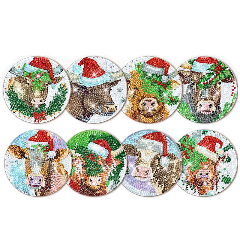 Miniature : 8Pcs DIY Diamond Painting Christmas Coaster