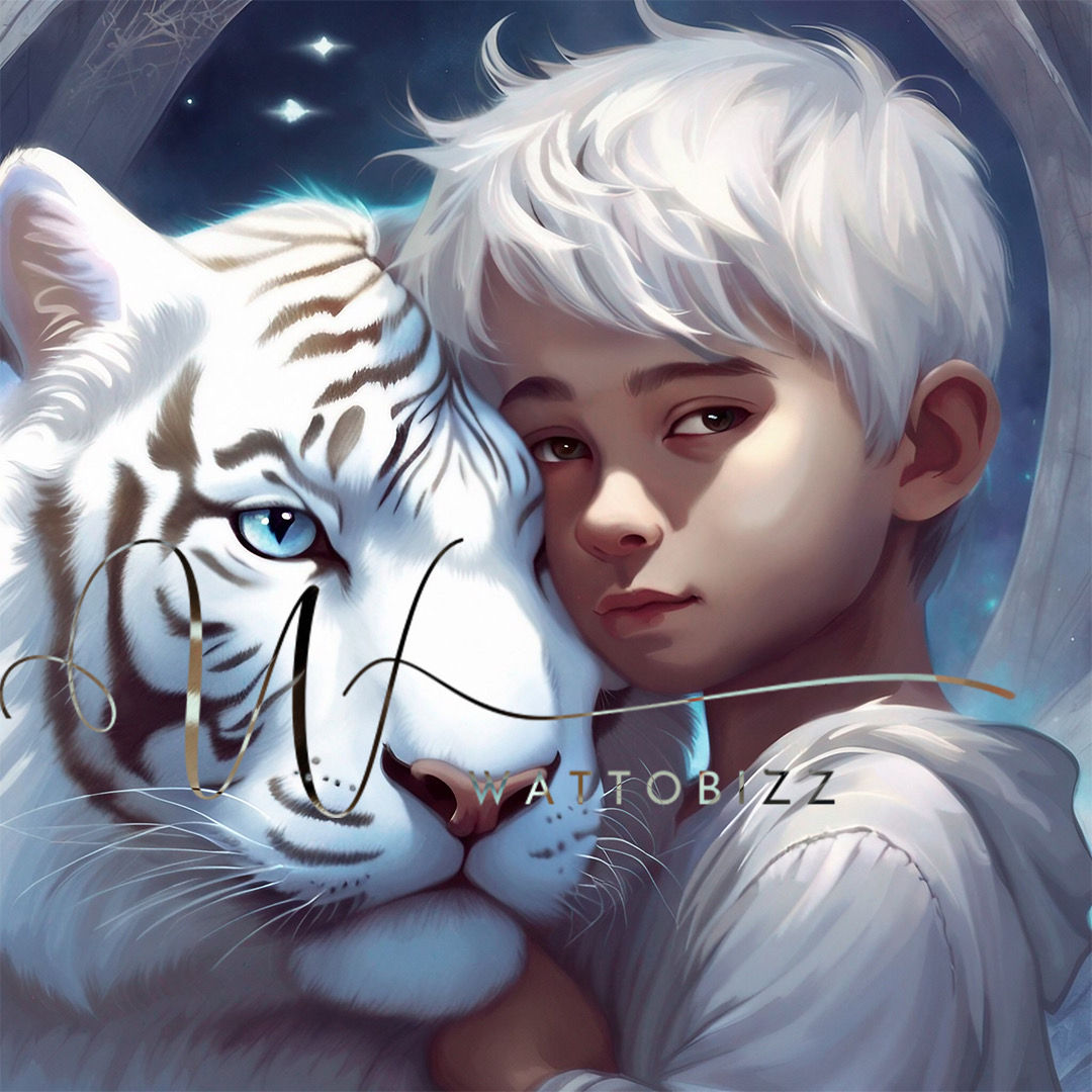A boy and his tiger 60x60cm