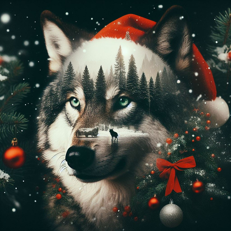 Miniatura: A wolf Christmas 60x60cm