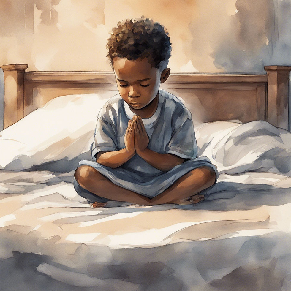 Miniature : 60x60cm watercolor painting of boy praying
