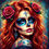 Miniature : 50x50cm Red Hair sugar skull