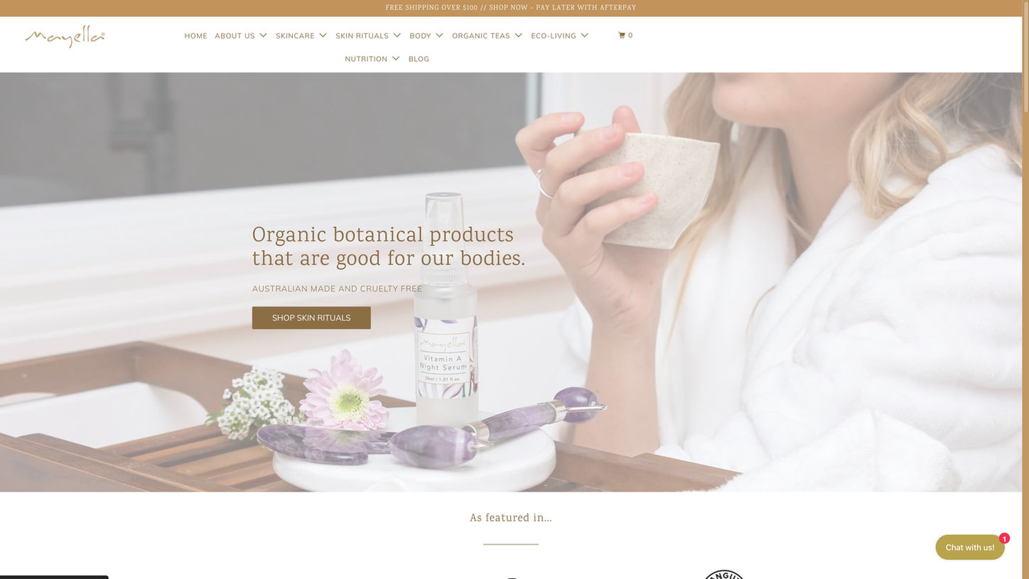 organic food and skincare ecommerce website