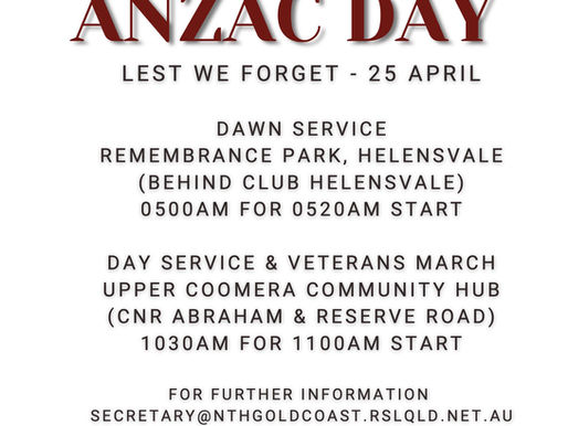ANZAC DAY - 25 APRIL