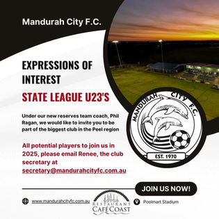 State League Under 23's Invited to Join Us