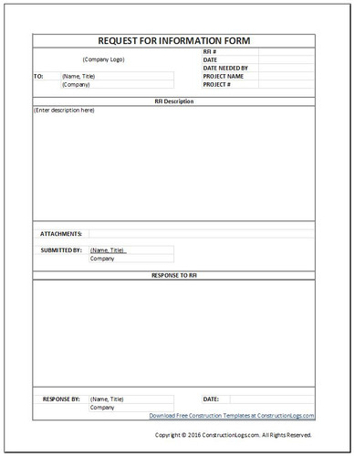 Usace Rms Rfi Form RFI Form - Free | Construction Logs