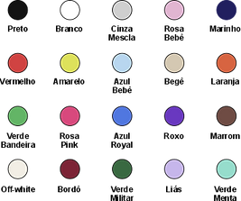 Tabela de cores de camisetas disponíveis para personalização e produção DTF