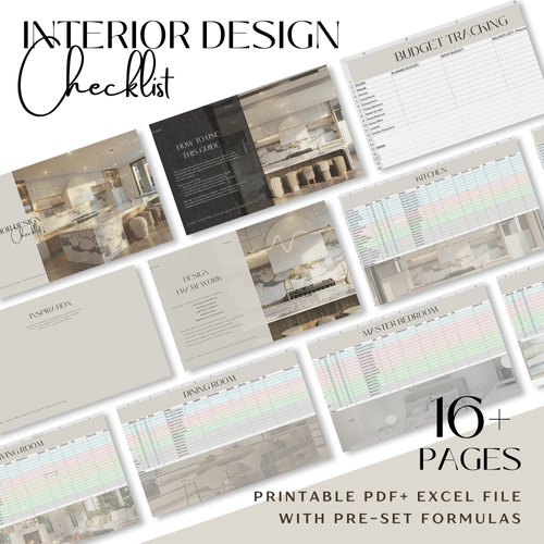 Interior Design Checklist: Room Planner, Budget Tracker (Printable PDF ...