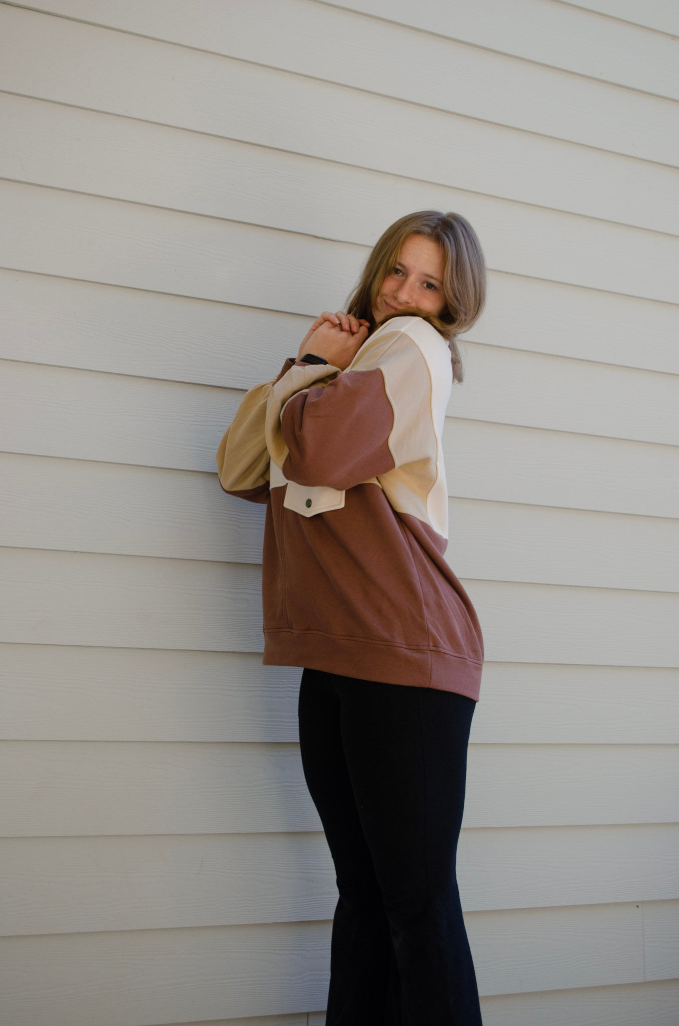 Colorblock Half-Snap Neck Sweatshirt