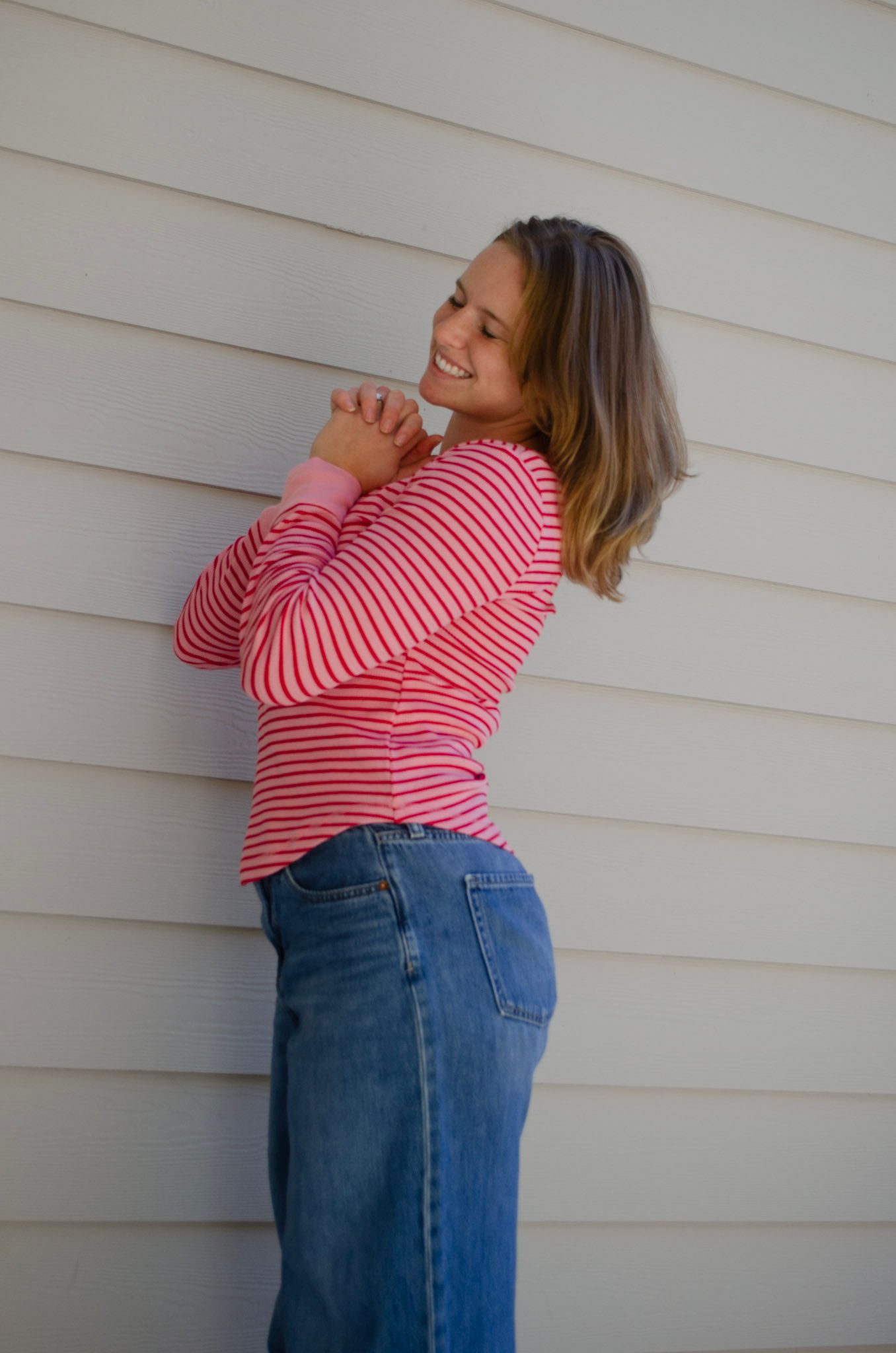 Striped Henley Top Long Sleeve