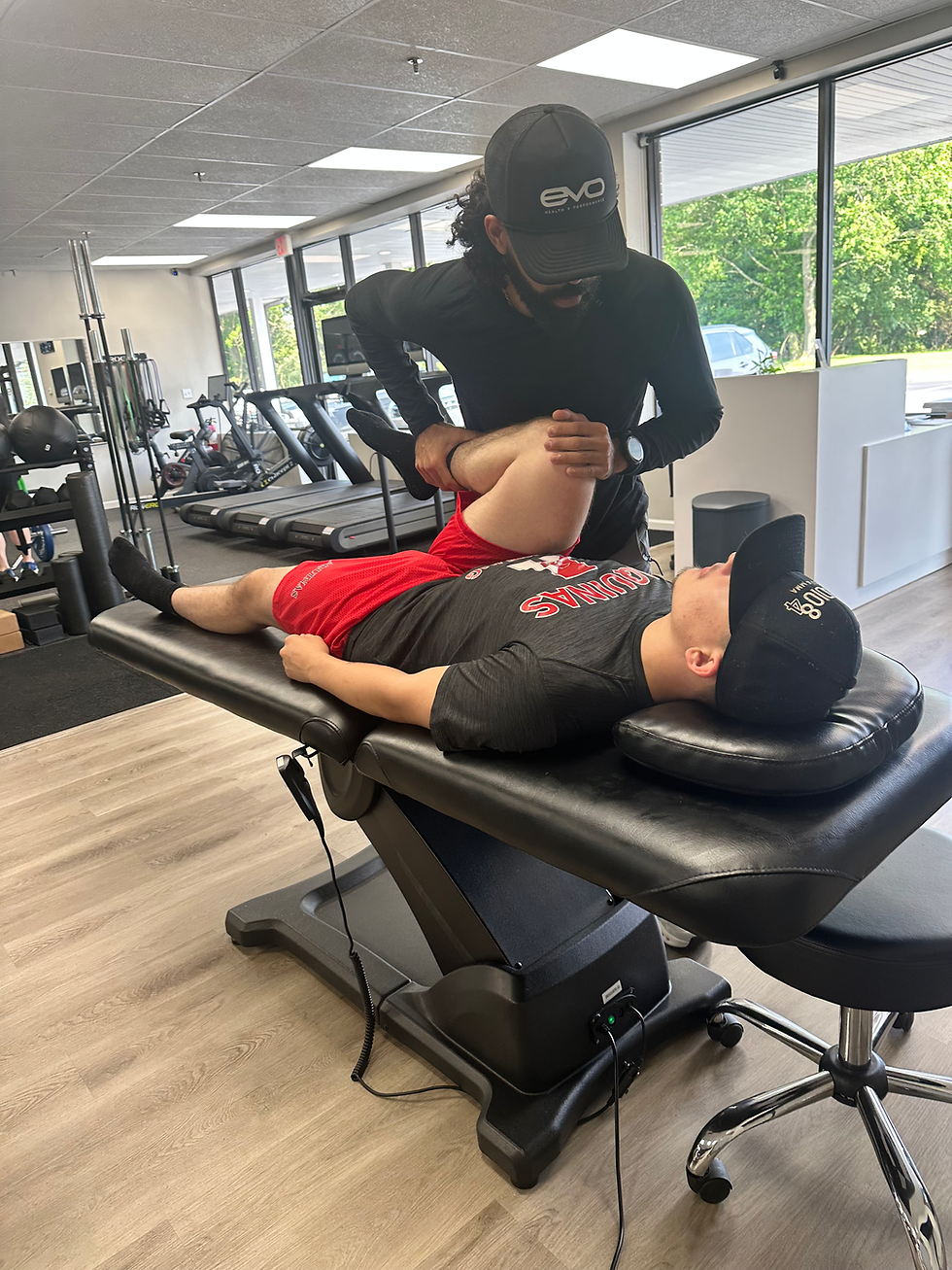 Person stretching before summer sport to prevent muscle strains