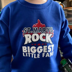 Erin Parsons Designs created this personalized custom sweater design with hockey logo and saying "Biggest little fan"