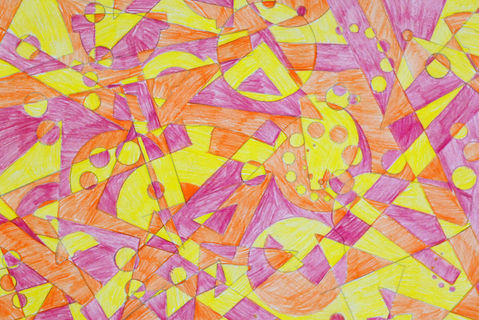 Abstract Materials Project, 16_ x 20_, Colored Pencil on Paper, Middle School