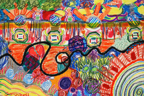 iPod Music Project, 18_ x 24_, Mixed Medium on Watercolor Paper, Middle School