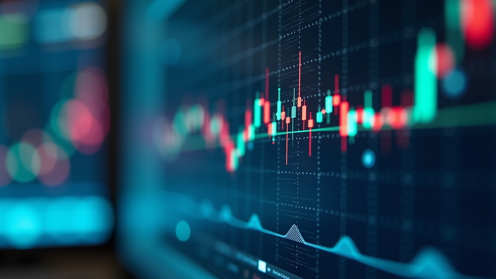 Close-up of a computer screen displaying AI-driven financial analytics