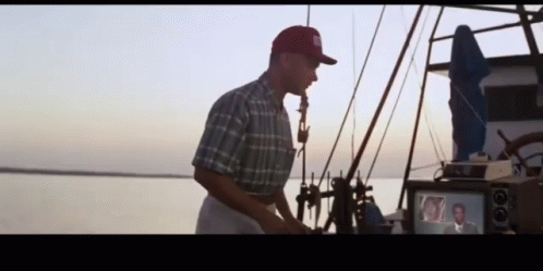 Forest Gump jumping off a boat.