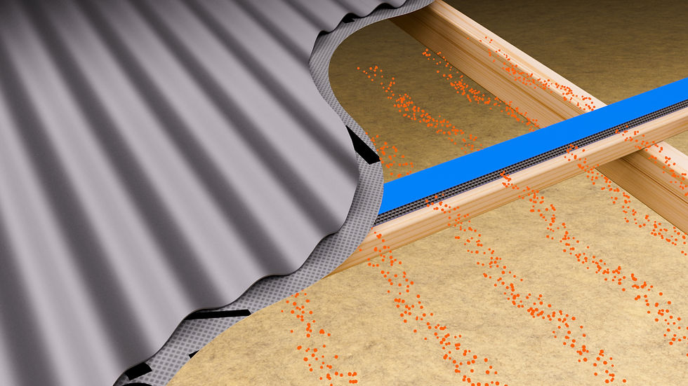 Ventilated roof battens showing air flow moving through roof