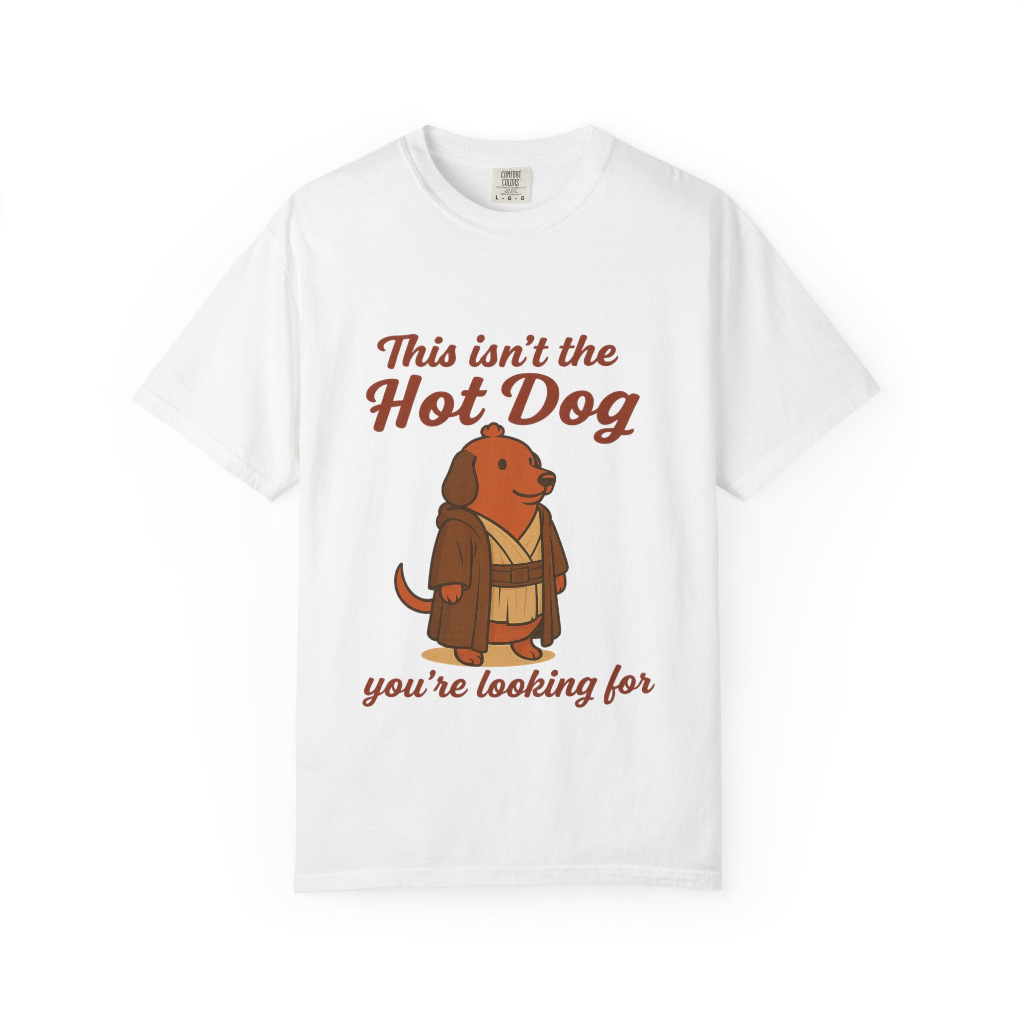This Isn't the Hot Dog You're Looking For T-Shirt — Bathrobe Hot Dog Graphic Tee