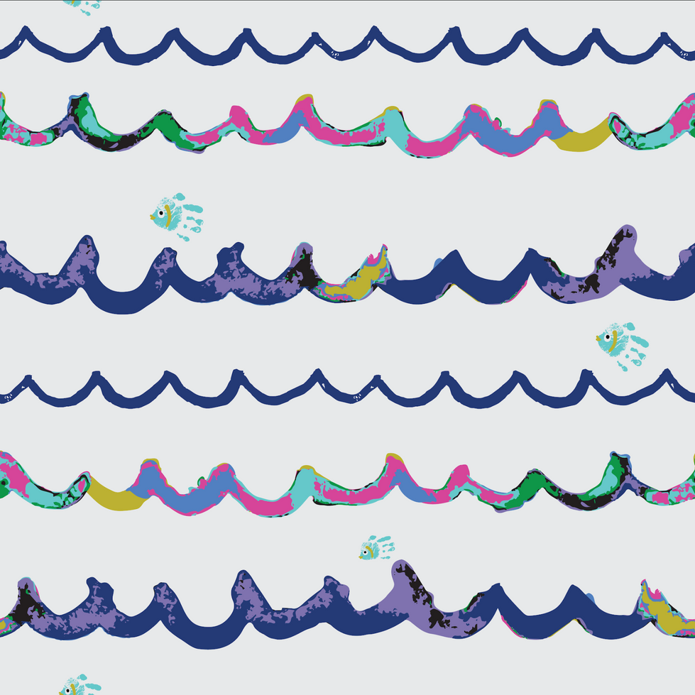 colourful waves with fish swimming