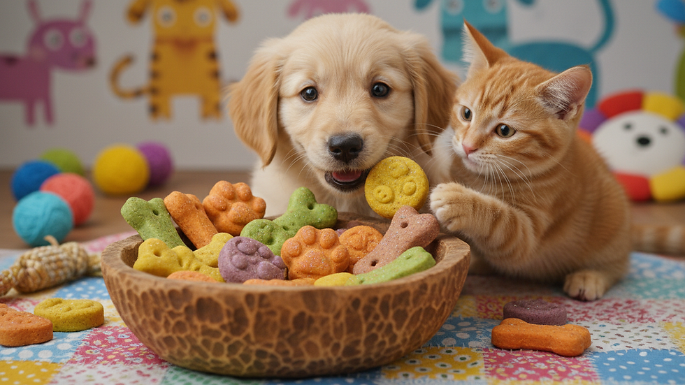 Close-up view of natural dog treats in a wooden bowl
