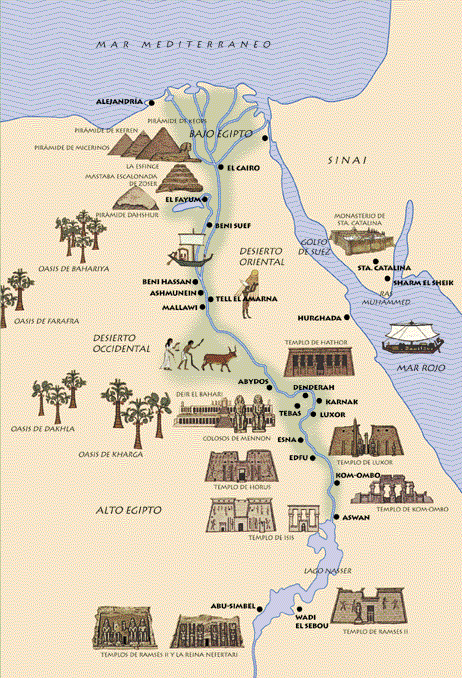 Map of Ancient Egypt monuments. Choose to see them on amazing Egypt  Tour