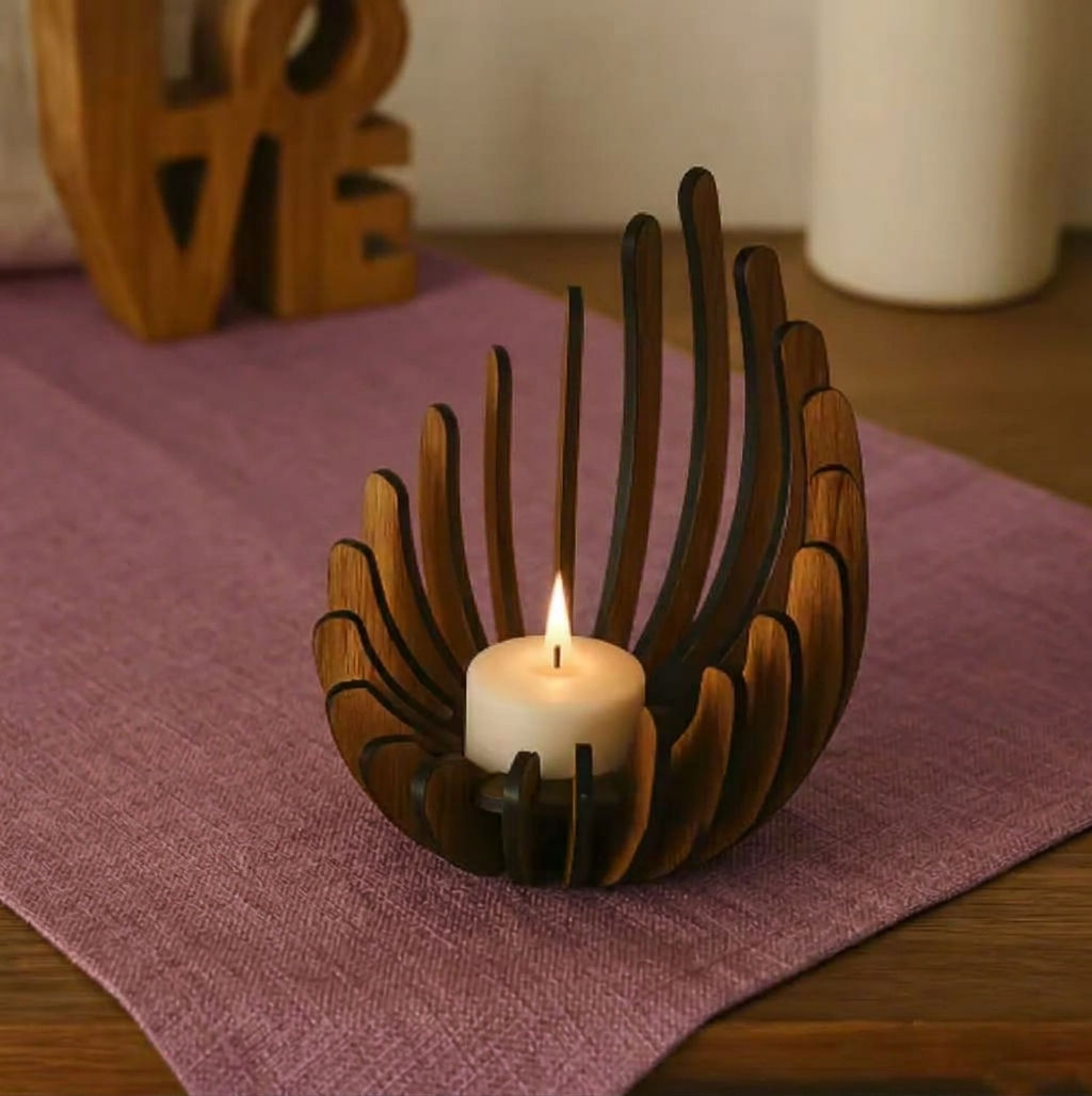 Ember Bloom™ – Wooden Candle Holder