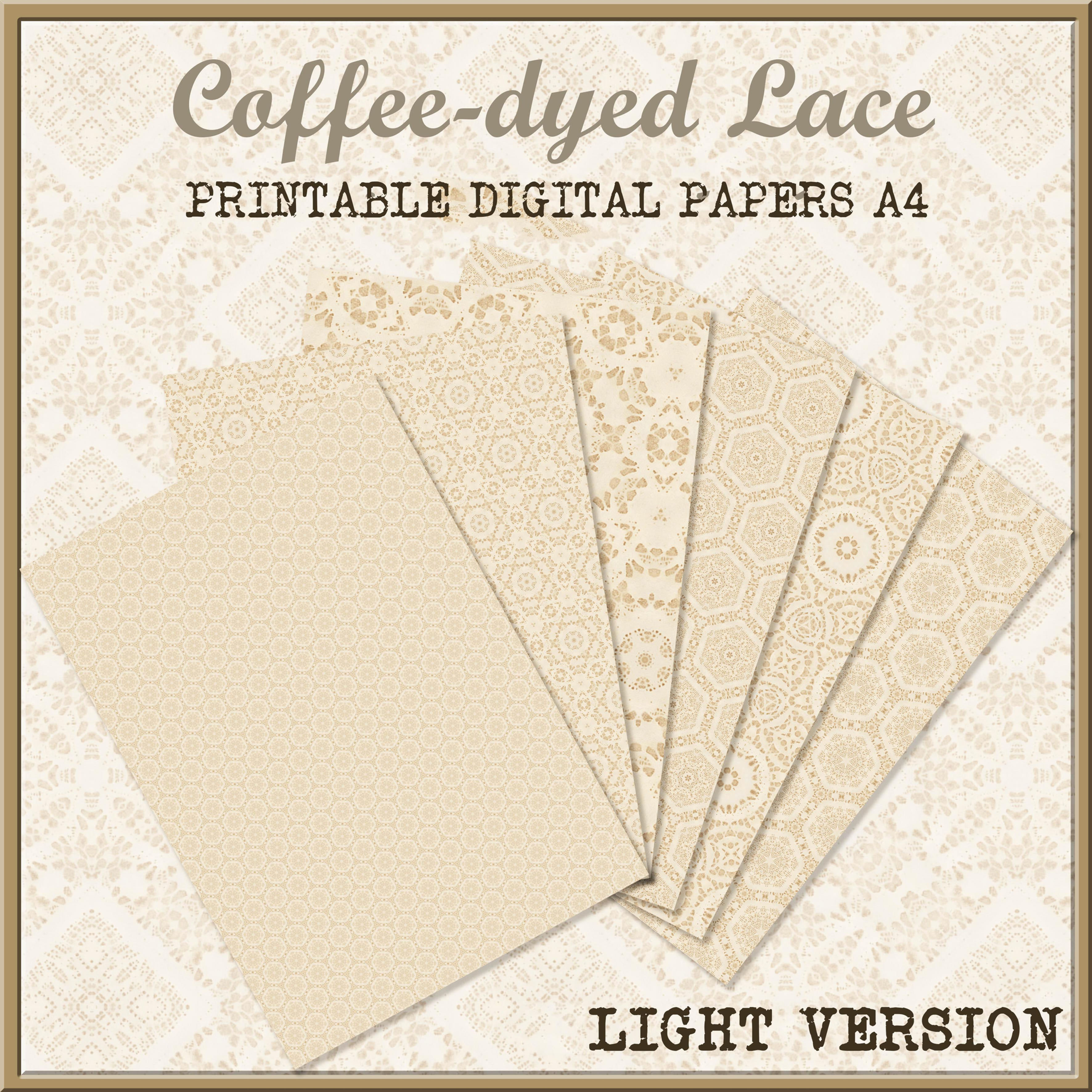 LIGHT Coffee-dyed Lace Digital Paper Pack