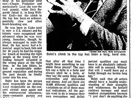 Jorge Bolet début in Toronto