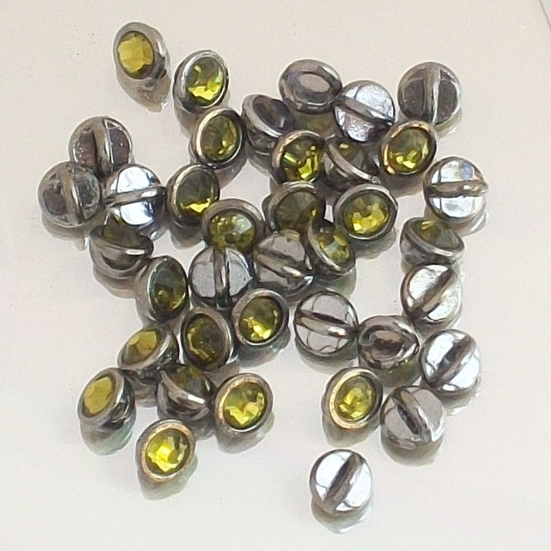 Thumbnail: 3mm Olivine Crystal Buttons