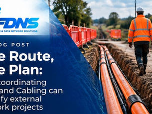 External fibre and network cabling infrastructure installation alongside construction works