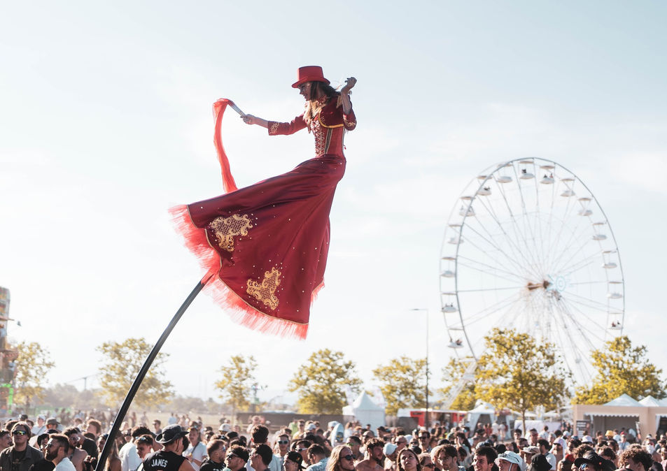 Danseuse sway pole, theme cirque chic, madame loyal, festival electro
