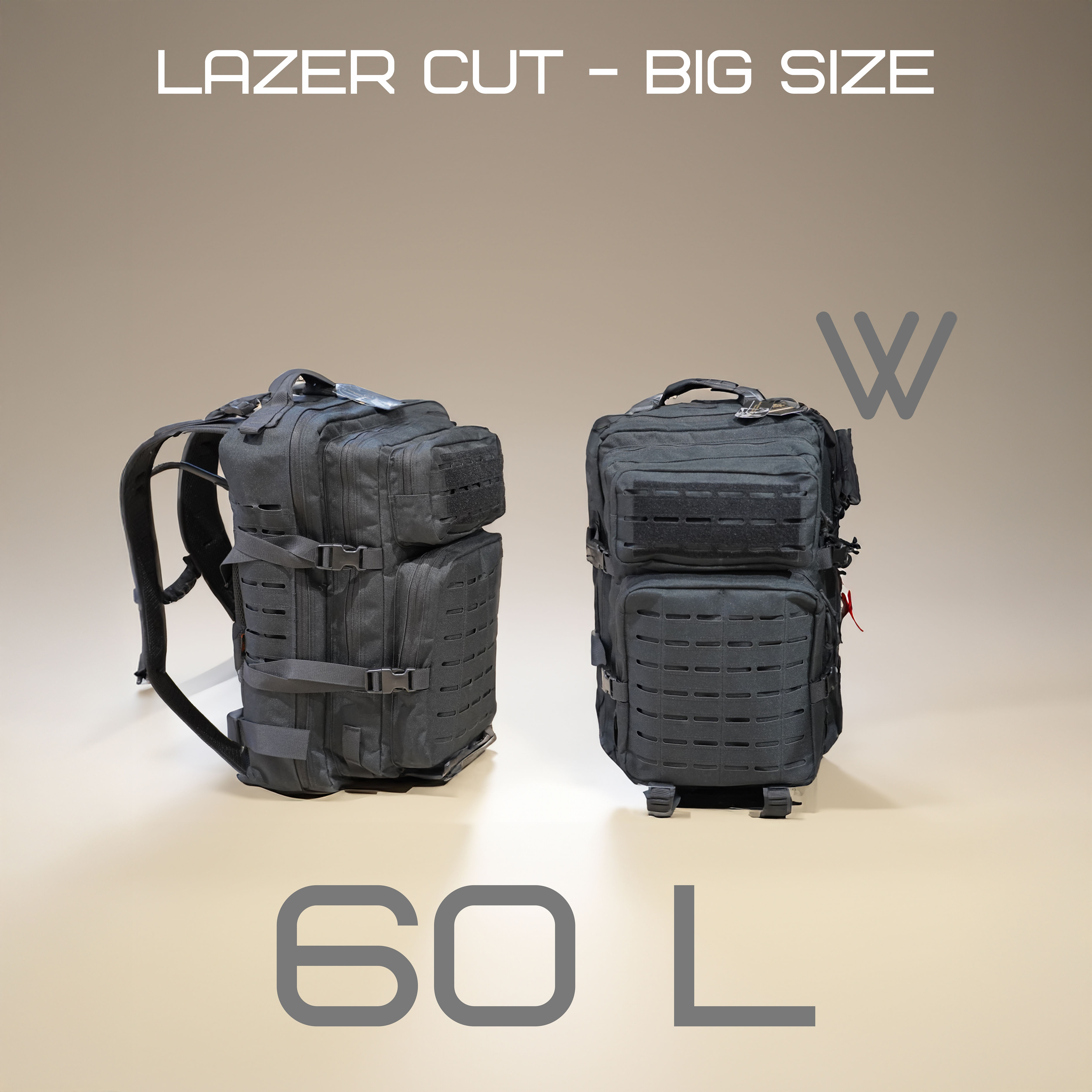 Рюкзак  Lazer Cut Big Size 60L — чорний