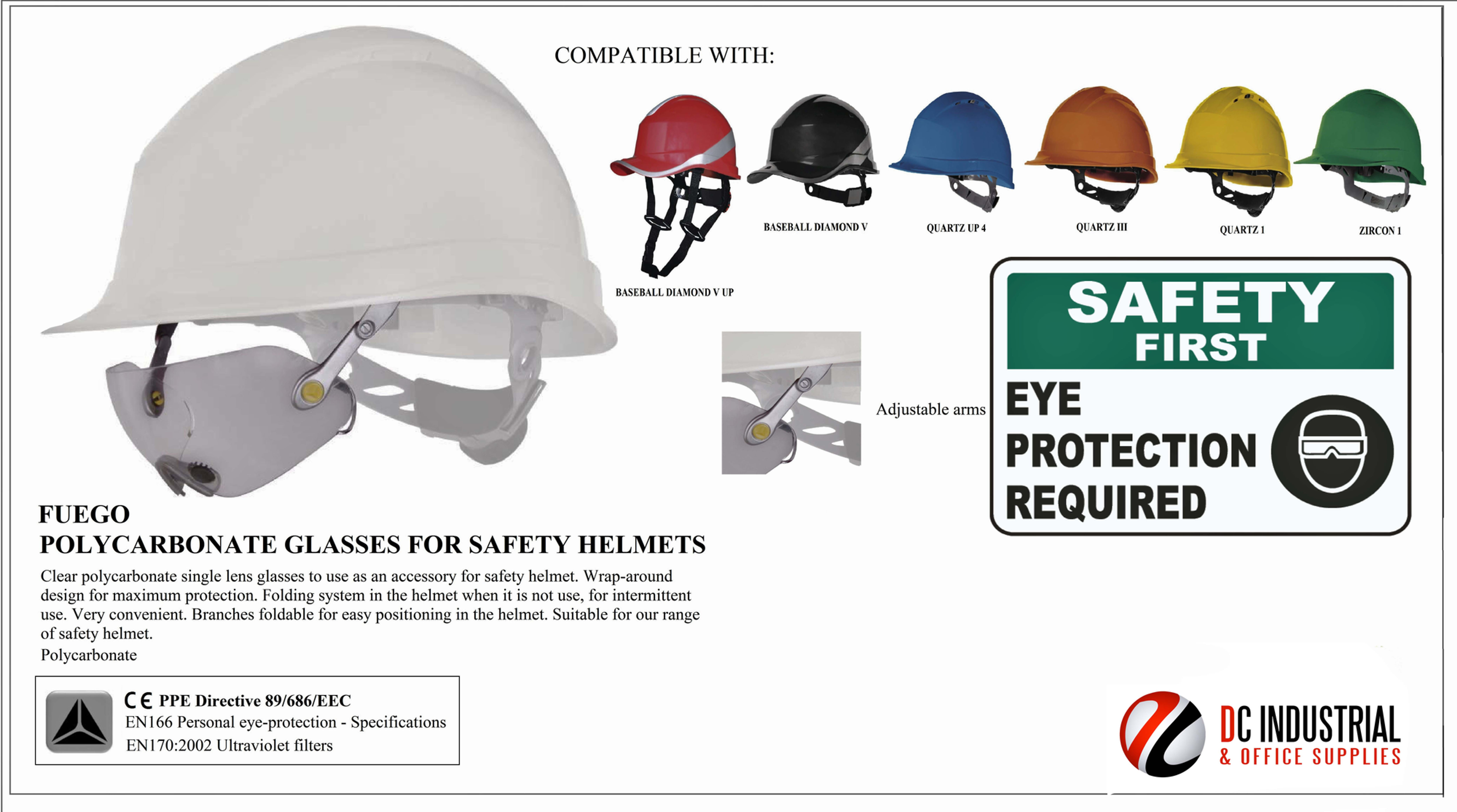 FUEGO POLYCARBONATE GLASSES FOR SAFETY HELMETS