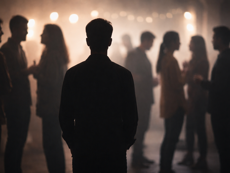 man invisible in a crowd of people