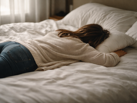 a woman passed out face down on the bed